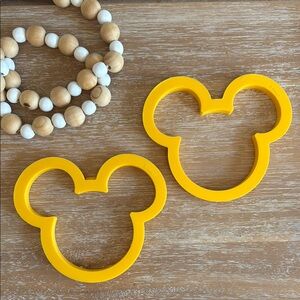 EUC Set of 2️⃣ Mousewares Yellow Silicone Mickey Mouse-Shaped Pancake/Egg Molds
